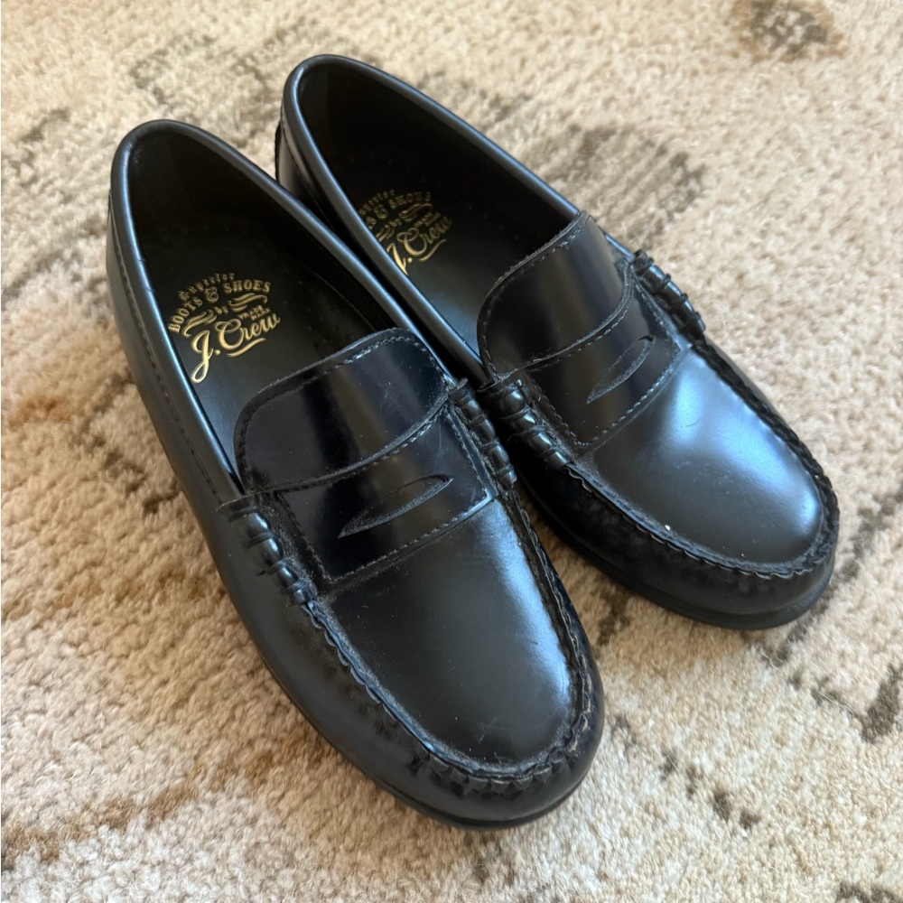 J. Crew Black Kids Leather Penny Loafers